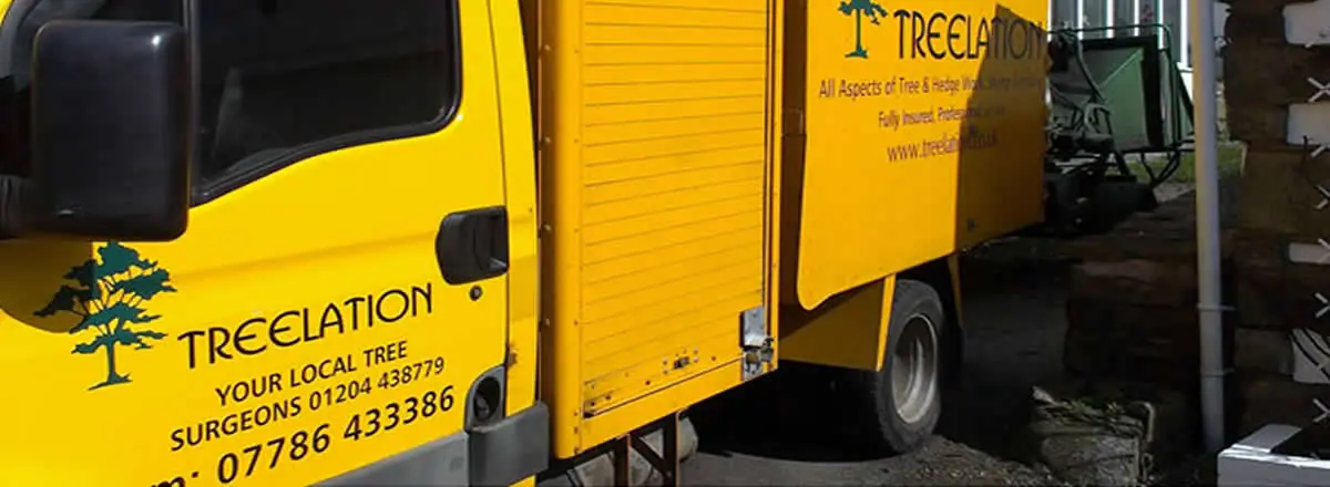 The Treelation tree surgery van parked at a job in Bolton
